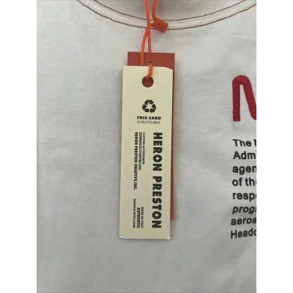 Heron Preston NASA Space Astronaut Fall Winter 1990 Embroidered Tee Size L - Picture 3 of 9